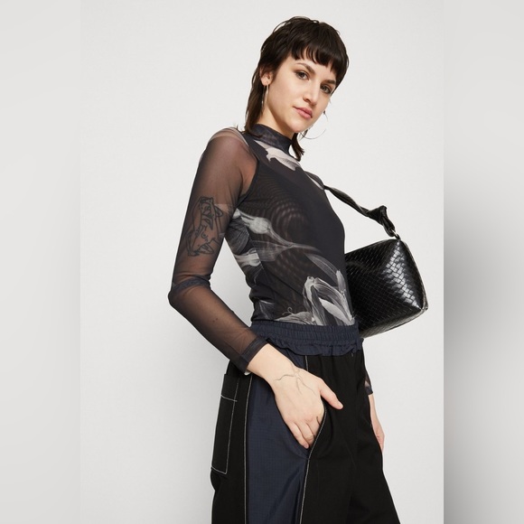 All Saints Black and Gray Floral Bodysuit - Picture 6 of 12